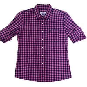 Abercrombie & Fitch Pink Navy Gingham Long Sleeve